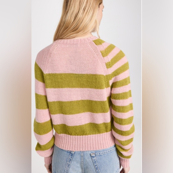 Molly Goddard Teresa Striped Pink/ Green Wool Cardigan Sweater  New $600 - Picture 5 of 16
